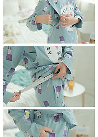 Bộ Đồ Bầu Và Sau Sinh Azuno AZ1014 Mặc Nhà Dài Tay Thu Đông Có thiết Kế Khe Mở Cho Con Bú Tiện Lợi