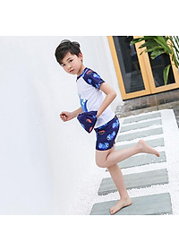 Bộ Đồ Bơi Khủng Long Dành Cho Bé Trai Cao Từ 85cm - 125cm chất vải Polyeste thân thiện với trẻ em, mau khô, thấm hút mồ hôi tốt, thiết kế thời trang bắt mắt - Tặng kèm nón bơi vải cùng màu