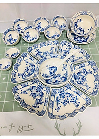 BỘ BÁT ĐĨA HOA MẶT TRỜI SEN XANH 18 CHI TIẾT