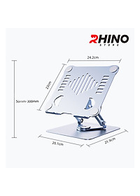 Kệ đỡ Laptop xoay 360° tản nhiệt Rhino KL301, giá đỡ máy tính nhôm cao cấp, gấp gọn - Hàng chính hãng