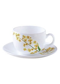 Bộ 1 Bộ Tách Đĩa Trà Thủy Tinh 16Cl La Opala Diva Ivory Y.G  LACU160YG (12 Món)