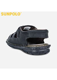 Giày Sandal Nam Da Bò Cao Cấp SUNPOLO SUSDA19D - Đen