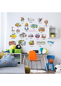 Decal trang dán tường Tiếng anh các loại phương tiện giao thông HM92024
