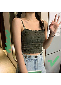 Áo quây - Áo hai dây nhún chun siêu xinh hàng Quảng Châu cao cấp, có đệm lót và dây điều chỉnh