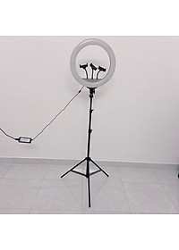 Đèn Livestream size 26 36 45 cm và chân đế 2m hỗ trợ chụp ảnh Make up trang điểm nhiều chế độ sáng, kèm kẹp điện thoại - Hàng chính hãng