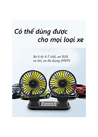 Quạt ô tô thông minh, quạt đôi đa năng xe hơi 12v, 24v xoay 360 tiện ích cao cấp mẫu mới loại tốt gió mạnh, phụ kiện ô tô