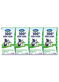 COMBO 6 LỐC SỮA TƯƠI TIỆT TRÙNG VINAMILK 100% CÓ ĐƯỜNG - LỐC 4 HỘP X 110ML