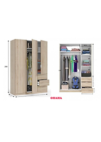 TỦ QUẦN ÁO HIỆN ĐẠI NHIỀU NGĂN OHAHA - TQA042