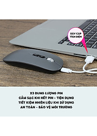 Chuột không dây Bluetooth HXSJ M103 wireless tự sạc pin siêu mỏng không gây tiếng ồn cho laptop MCBook PC Tablet PAD-Hàng Chính Hãng