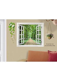 Decal dán tường kết hợp Bụi Tre - Cửa Sổ AM9104-AY823 [ Size Lớn ] 