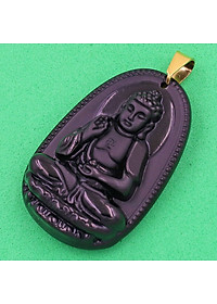 Mặt dây chuyền phật A Di Đà thạch anh đen 3.6cm - phật bản mệnh tuổi Tuất, Hợi