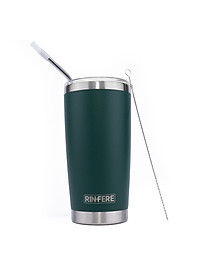 Ly Giữ Nhiệt Nắp Trượt Chống Tràn Rinfere - Tặng Kèm Ống Hút Không Gỉ, Dụng Cụ Vệ Sinh Ông Hút (590ml)