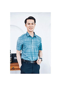 Sơ mi nam Ngắn tay công sở trung niên thương hiệu Anton vải bamboo xanh lục thoáng mát, thấm hút mồ hôi - NT204