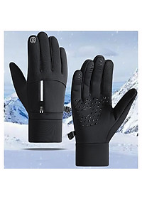 Găng tay nam đi xe máy mùa đông cảm ứng chống nước lót nỉ lông cực ấm - Thiết kế nam tính GTCD06