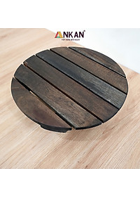 Đế Lót Chậu Cây Có Bánh Xe Cao Cấp ANKAN Hình Tròn Màu Xám Đen R30Cm Tải trọng 150 Kg Gỗ Tràm Bông
