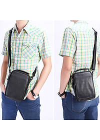 Túi đeo chéo nam, túi xách tay da bò thật Bụi Leather DC104 - Da bò Mill cao cấp, Unisex - Bảo Hành 12 tháng