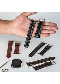 Dây đồng hồ dành cho AW da cá sấu đốt tre D108 - Da thật khâu tay thủ công cao cấp