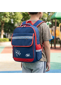 Balo học sinh TN.Bags xanh đen phối đỏ – Balo tiểu học có nắp siêu nhẹ nhiều ngăn cao cấp cho bé năng động TNB3016