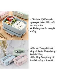 Hộp Cơm Văn Phòng Giữ Nhiệt Tiện Ích Hiện Đại 3 Ngăn Kèm Bộ Đũa Thìa INOX – Chất Liệu Lúa Mạch An Toàn Cho Sức Khỏe – Hàng Chính Hãng MINIIN