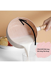 Chảo Chống Dính Sâu Lòng Đáy Từ Vân Tổ Ong Size 18cm Có Tay Cầm Gỗ-Nồi Nấu Mì Màu Pastel Lúa Mạch- Hàng Loại 1 Chính Hãng MINIIN