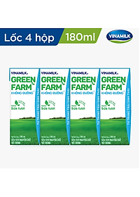 Thùng 48 Hộp Sữa Tươi Tiệt Trùng Vinamilk Green Farm - Sữa Tươi 100% Không Đường 180ml