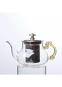 Ấm pha trà thủy tinh có lõi lọc và nắp inox 450ml, 650ml