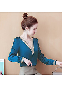 ÁO SƠ MI CÔNG SỞ CỔ V PHỐI REN CAO CẤP