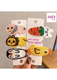 Kẹp tóc mái Hàn quốc len đan thêu handmade hoạt hình hình thú dễ thương ngộ nghĩnh dạng kẹp bật hairclip