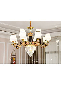 Đèn chùm HINN pha lê 12 tay trang trí nhà cửa hiện đại  - kèm bóng Led chuyên dụng