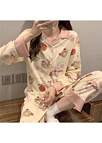 Bộ Pijama Nữ MỚI 2021 Bộ Đồ Ngủ Bộ Mặc Nhà Pijama Quần Dài Tay Dài Thu Đông Chất Mềm Mịn Mặc Thoải Mái Họa Tiết Cute