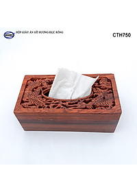 Hộp Giấy Ăn Bằng Gỗ Hương (Cỡ lớn - đủ mẫu) Đục Khắc Hoa Văn Tinh Xảo/Độc Đáo