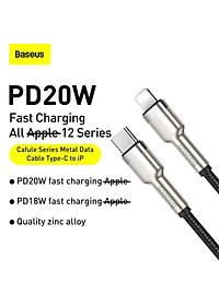 Cáp sạc Baseus Cafule series Metal data cable- CATLJK nhanh Type C to Light-ning 20W  Hàng chính hãng