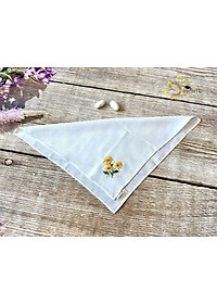 Khăn Tay Thêu Hoa Dã Quỳ SenSilk – Quà Kỷ Yếu, lụa tơ tằm Bảo Lộc 35 X 35 CM