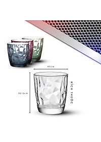 Bộ 6 ly thủy tinh Bormioli Rocco Diamond 300ml – Ly uống nước cao cấp | Màu trắng – xanh biển – tím