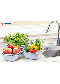 Sét Thau Rỗ Nhựa Đựng Rau Củ Quả 6 Món 3 Kích Thước Đa Năng Việt Nhật - Hàng Việt Nam