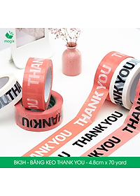 BK3H - 3 Cuộn băng keo in chữ THANK YOU 4.8cm x 70yard băng dính niêm phong hàng dễ vỡ