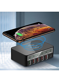 USB-C Qi Wireless 5-Port 5 USB Ports QC 3.0 Charging Station Dock LED Display for  UK