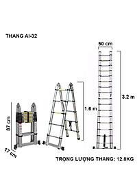 Thang Nhôm Rút Đa Năng 3m2 NKT-AI32E - Hàng Chính Hãng NIKITA - Công Nghệ Tiên Tiến Nhật Bản - Tiêu Chuẩn Châu Âu