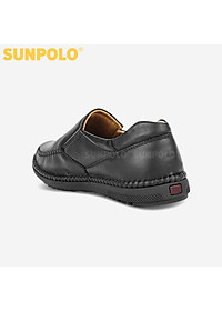 Giày lười nam da bò đế cao su mũi tròn SUNPOLO MOI015 có big size lớn 45 46