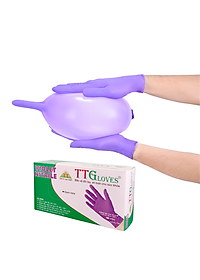 Găng Tay Cao Su Y Tế Size S Không Bột Nitrile TTGLOVES Màu Tím (100 Chiếc)