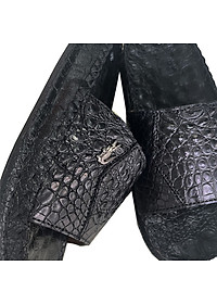 Dép nam da cá sấu đế cao 3cm Trường Hải Màu đen quai ngang DN266