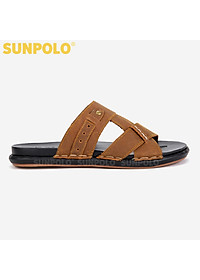 Dép Nam, Dép Quai Ngang Nam Da Bò SUNPOLO SNA101 Trẻ trung (Đen, Nâu bò)