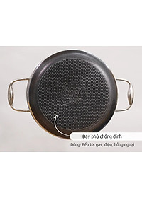 [Hàng chính hãng] Nồi nông inox iMat Blackcube 22cm, Cao 9.8cm, Thể tích 3.2l, Phủ chống dính Daikin-Nhật Bản thế hệ mới