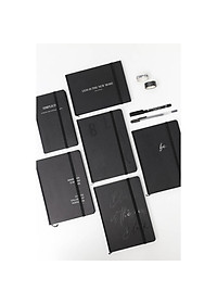 Sổ tay A7 Grid Đen Crabit - The Black Book 130GSM - Sổ tay bìa cứng ô vuông ghi chép, làm bullet journal - Sổ Minimalism