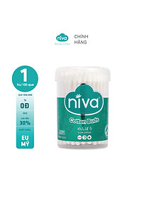 Combo 10 Tăm Bông NIVA Dành Cho Người  Lớn Hũ 100 Que Nhựa Ah1