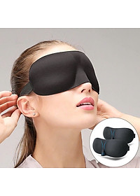 Bịt Che Mắt Ngủ 3D Kèm Bịt Tai Văn Phòng, Trên Xe Ô tô, Máy Bay, Thoáng Khí, Mềm Mại Cho Giấc Ngủ Ngon, Mặt Nạ Ngủ. Du Lịch Dã Ngoại Phượt Thiền MÀU ĐEN