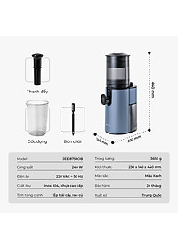 Máy ép chậm Elmich JEE-8758, công suất 240W, bảo toàn dưỡng chất, giữ trọn hương vị, ép kiệt bã tới 98% - Hàng Chính Hãng
