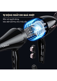 Máy sấy tóc CWELL công suất lớn 1800W-2500W C03HD, 6 chế độ tùy chỉnh nóng/lạnh, thiết kế chuẩn Salon