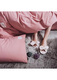 Bộ Chăn Ga Gối Cotton Tici Đơn Sắc LIDACO - Hồng Phấn