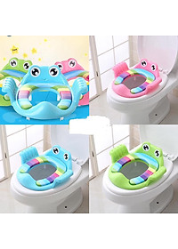 Bệt lót bồn cầu có tay vịn hình chú ếch, thu nhỏ bồn cầu cho bé ngồi vệ sinh ( Giao mầu ngẫu nhiên )